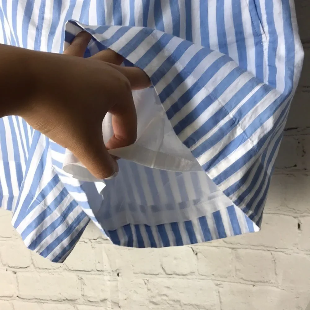 On 34th Blue and White Striped Women's Shorts L
